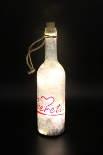 Üveg, világító ledes, 30 x 8 cm