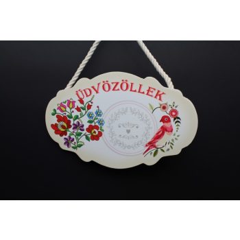 Fa ajtó tábla, üdvözöllek, 24 x 15 cm