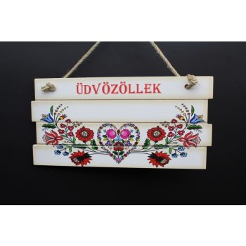 Fa ajtó tábla, üdvözöllek, 23 x 12 cm