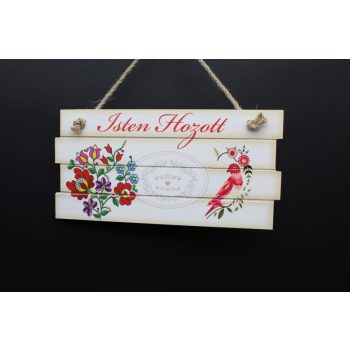 Fa ajtó tábla, isten hozott, 23 x 12 cm