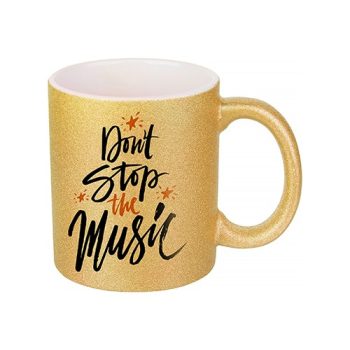   Csillám bögre, kerámia, fényes, 3 dl, arany, 1 oldalon felirattal