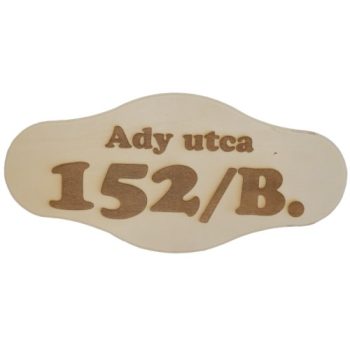   Gravírozott fa házszám tábla, 25 cm x 12 cm, egyedi fotóval vagy logóval,