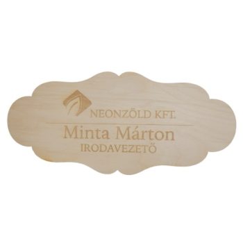   Gravírozott fa ajtó tábla, 29 cm x 13 cm, egyedi fotóval vagy logóval,