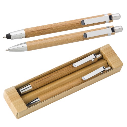 Gravírozott bambusz toll készlet, toll + rotring dobozban, egyedi felirattal,