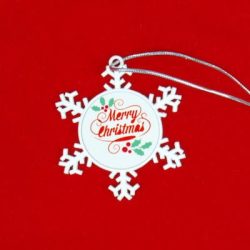   Karácsonyfadísz hópehely, egyedi fotóval vagy logóval, fehér, 2 oldalon dekorálható