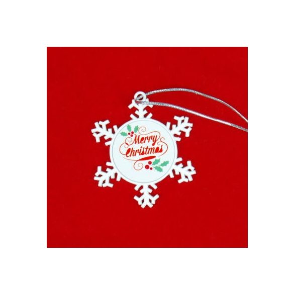 Karácsonyfadísz hópehely, egyedi fotóval vagy logóval, fehér, 2 oldalon dekorálható