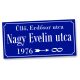 Utca tábla, 3 mm vastag PVC táblán, egyedi felirattal, 25 cm x 50 cm, kék alap, laminálással