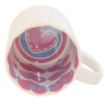   Love feliratos belsejű kerámia bögre, fényes, 3 dl, egyedi fotóval