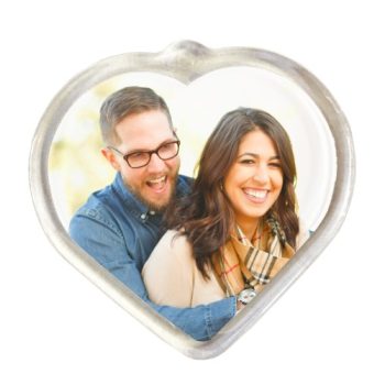   Szív alakú hűtőmágnes, egyedi fotóval, átlátszó kerettel