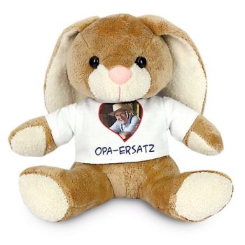 Puha nyuszi 20 cm magas pólóban, egyedi fotóval